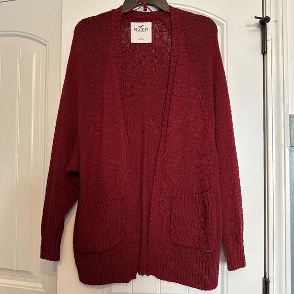 Hollister Open Cardigan - Burgundy  / Wine - Picture 1 of 9